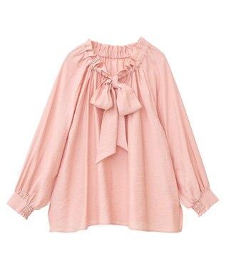 YECCA VECCA フリルギャザーボウタイブラウス Pink