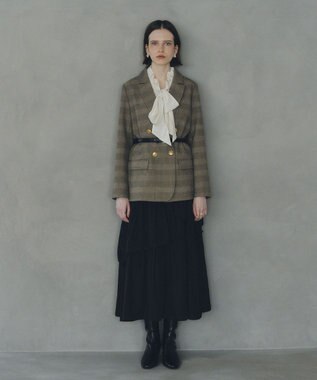 YECCA VECCA フリルギャザーボウタイブラウス Off White