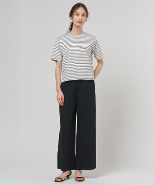J.PRESS LADIES ロゴ Tシャツ オフ×ブラックボーダー系