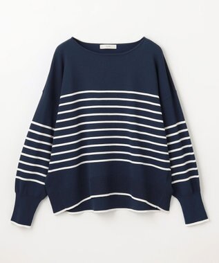 ANY バスクボーダーニットプルオーバー ネイビー×オフボーダー