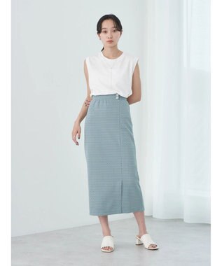 earth music&ecology シェブロン柄タイトスカート Green