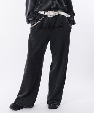 WEGO 【ウエストゴム/ユニセックス着用ITEM】ブリーチハトメスウェットパンツ ブラックその他