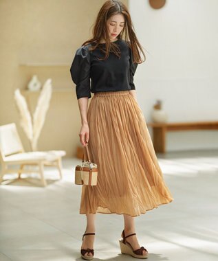 組曲 L 【接触冷感】コンビネーションポンチデザイン カットソー ブラック系