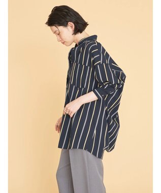AMERICAN HOLIC ドビーストライプシャツチュニック Stripe Navy