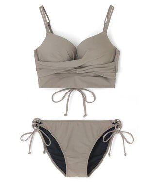 San-ai Resort（三愛水着楽園） 【WEB限定商品】【UPF50＋】ワコール共同開発ノンワイヤーなのにぷっくり美胸を作る【ダブルアップ】　ノンワイヤービスチェビキニ M1 M2 L1　　【San-ai Resort（サンアイリゾート）】 ブラウン