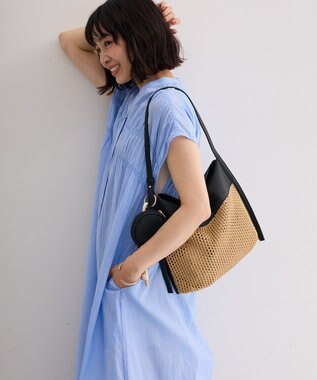 Green Parks フレンチスリーブシャーリングワンピース Stripe