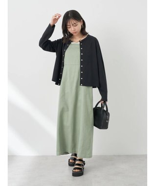 earth music&ecology パールスナップボタンカーディガン Black