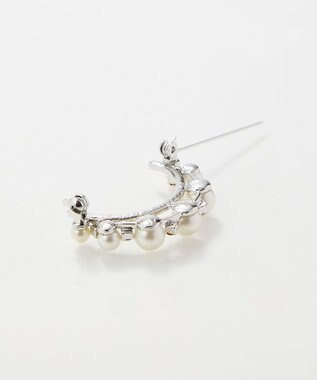 Phoebe フォーマルパールビジューハーフブローチ　シルバー シルバー