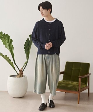 WEGO ネップクルーネックカーディガン ネイビー