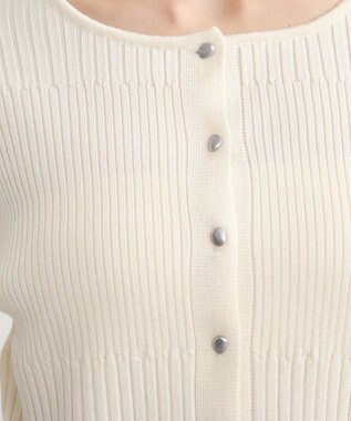 earth music&ecology シルバープチ釦リブニットカーディガン Ivory