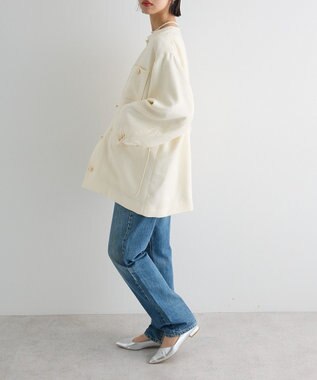 Green Parks ツィードミディ丈ジャケット Off White