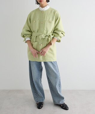 Green Parks ツィードミディ丈ジャケット Lime Green