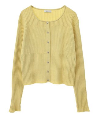 earth music&ecology シルバープチ釦リブニットカーディガン Light Yellow