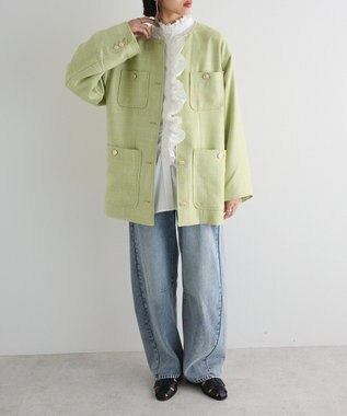 Green Parks ツィードミディ丈ジャケット Lime Green