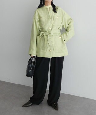 Green Parks ツィードミディ丈ジャケット Lime Green