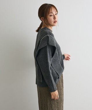 CRAFT STANDARD BOUTIQUE ハンドステッチデザインニットプルオーバー Charcoal Gray