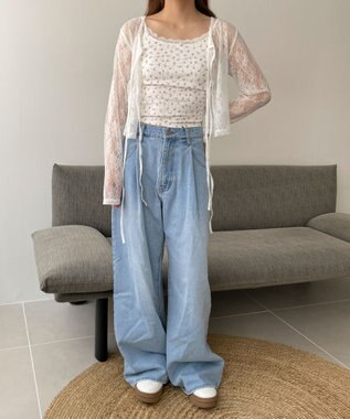 WEGO 【カップ付きインナー】花柄レースカップインキャミ ピンク