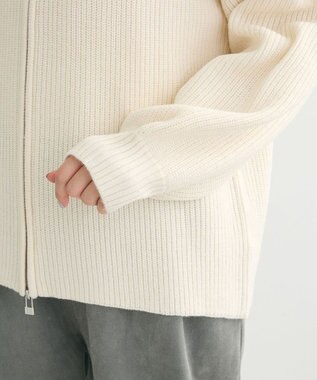 Green Parks ＺＩＰ付き畦ニットチュニック Off White