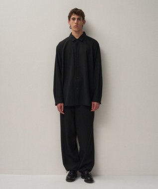 ATON TWIST WOOL WASHER | オーバーサイズシャツ - UNISEX BLACK