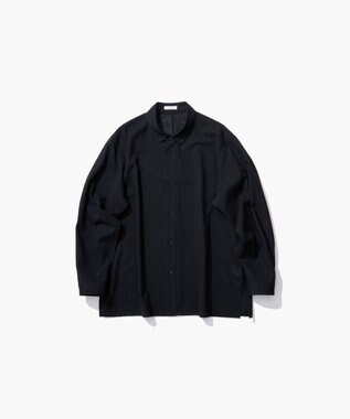 ATON TWIST WOOL WASHER | オーバーサイズシャツ - UNISEX BLACK