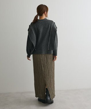 CRAFT STANDARD BOUTIQUE ハンドステッチデザインニットプルオーバー Charcoal Gray