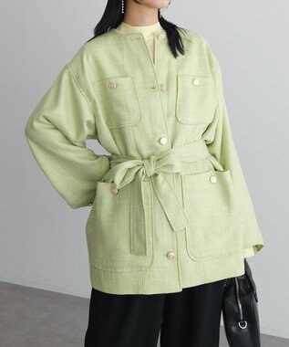 Green Parks ツィードミディ丈ジャケット Lime Green