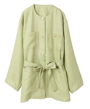 Green Parks ツィードミディ丈ジャケット Lime Green