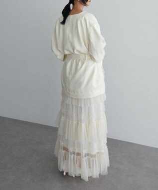 Green Parks ツィードミディ丈ジャケット Off White