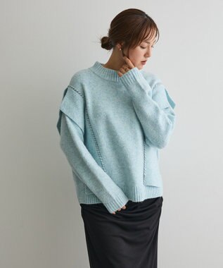 CRAFT STANDARD BOUTIQUE ハンドステッチデザインニットプルオーバー Sax