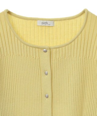 earth music&ecology シルバープチ釦リブニットカーディガン Light Yellow
