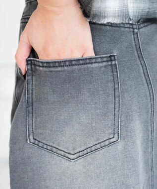 WEGO フリンジロングスリットデニムスカート デニムブラックソノタ