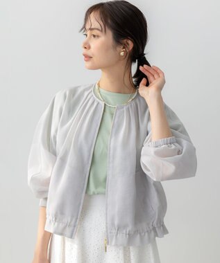 組曲 L カラーボイルノーカラー ブルゾン ライトグレー系