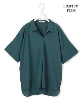 ICB 【WEB限定・洗える】シアートリコット スキッパーカットソー ピーコック系