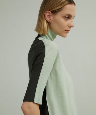 BEIGE， JULIE / 半袖ニット Mint x Slate