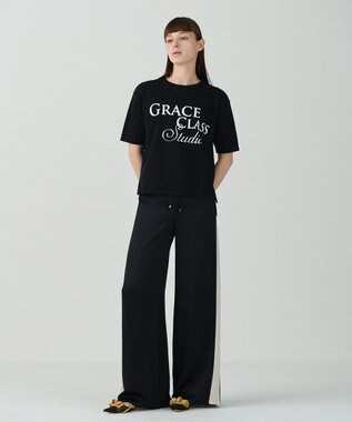 GRACE CONTINENTAL レタードシルケットTシャツ ブラック