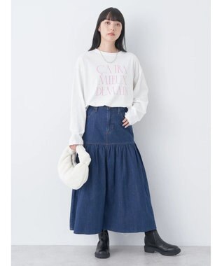 earth music&ecology Ｌｅｅ×ｅ．ｍ．ａ．ｅ．デニムフリルスカート Medium Indigo