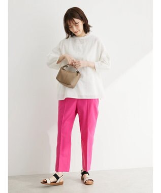 Green Parks 綿麻混イージーテーパードパンツ Shocking Pink