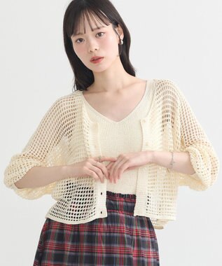 earth music&ecology ＳＥＴ２点メッシュニットカーディガン＋ビスチェ