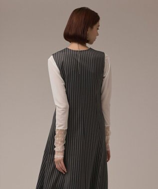 GRACE CONTINENTAL ストライプジャージワンピース グレー