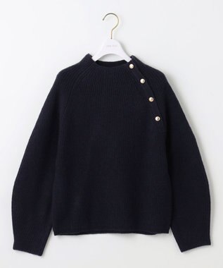 ANY SIS 【洗える】ボトルネックボタンポイントAir ニット ネイビー