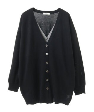 earth music&ecology レイヤード風ニットカーディガン Black