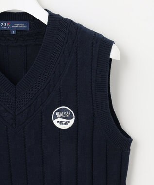 23区GOLF 【WOMEN】コットンアクリル ニットベスト ネイビー系