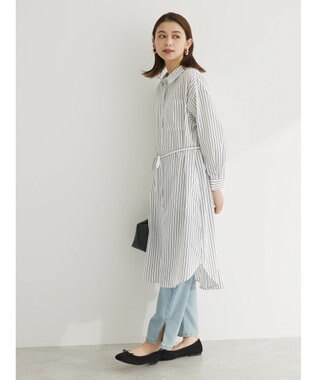 Green Parks ミドル丈シャツワンピース Navy