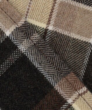 23区 CANCLINI メルトン バンドカラーシャツ キャメルチェック