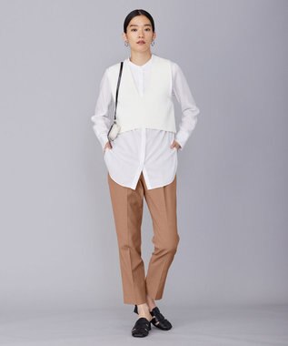 ICB L 【洗える】 リヨセルローン ブザムシャツ オフホワイト系