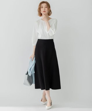 23区 【洗える】ブラウスライクジャージー プレーン カットソー ホワイト系