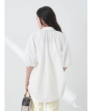 earth music&ecology パフスリーブチュニックブラウス Off White