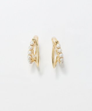 Phoebe 〈痛くないシリーズ/アレルギー対応〉プチパールダブルフープライトフィットイヤリング　ゴールド ゴールド