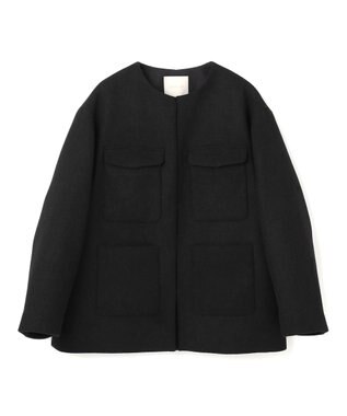 UNFILO ウールブレンド ノーカラーコート ブラック