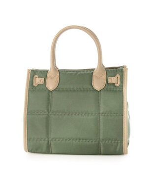 UNBILLION ペルケ perche / ナイロンキルト×クロコ型押し牛革2wayトートバッグS グリーン